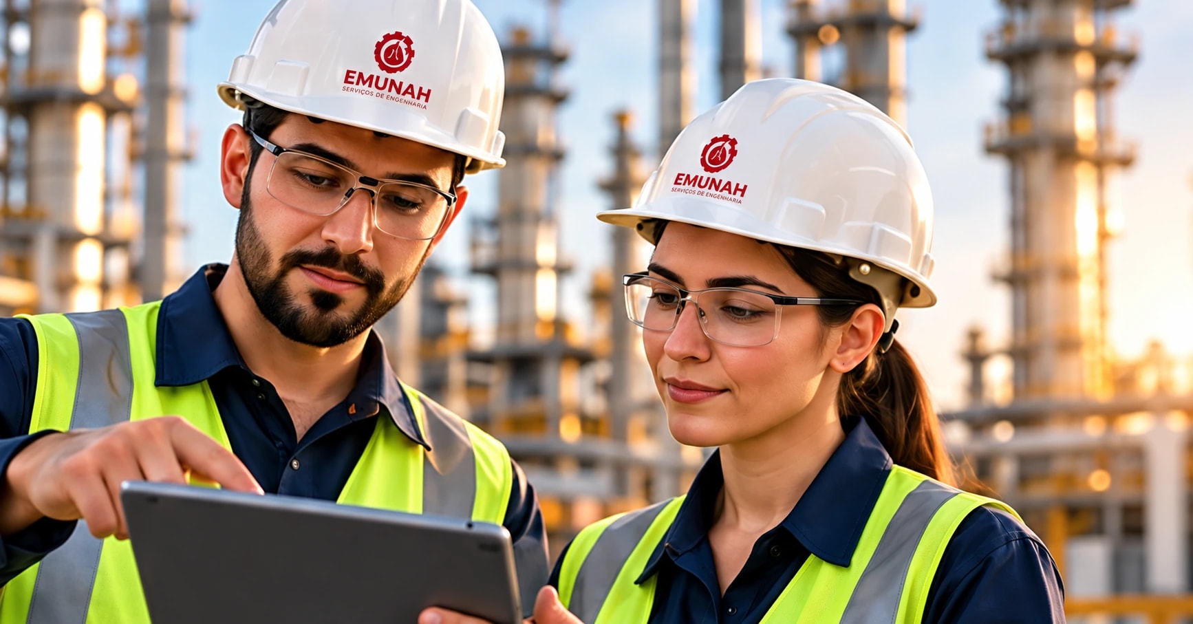 Profissional de engenharia da Emunah em ambiente industrial, imagem ilustrativa do protótipo